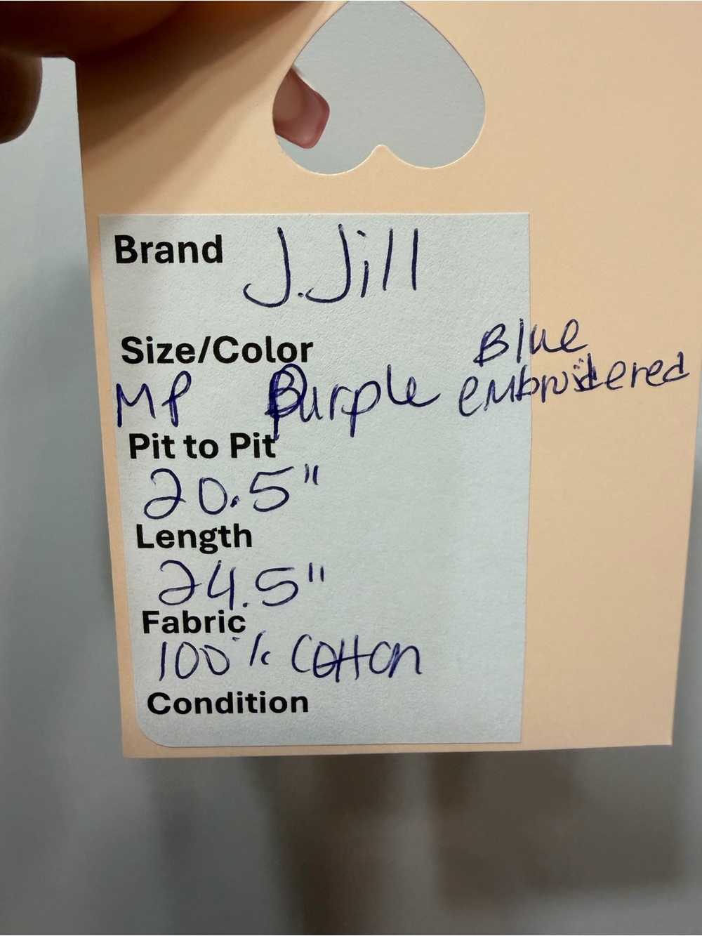 J.Jill Purple Embroidered 100% Cotton Boho Blouse Top M Petite - Picture 13 of 13